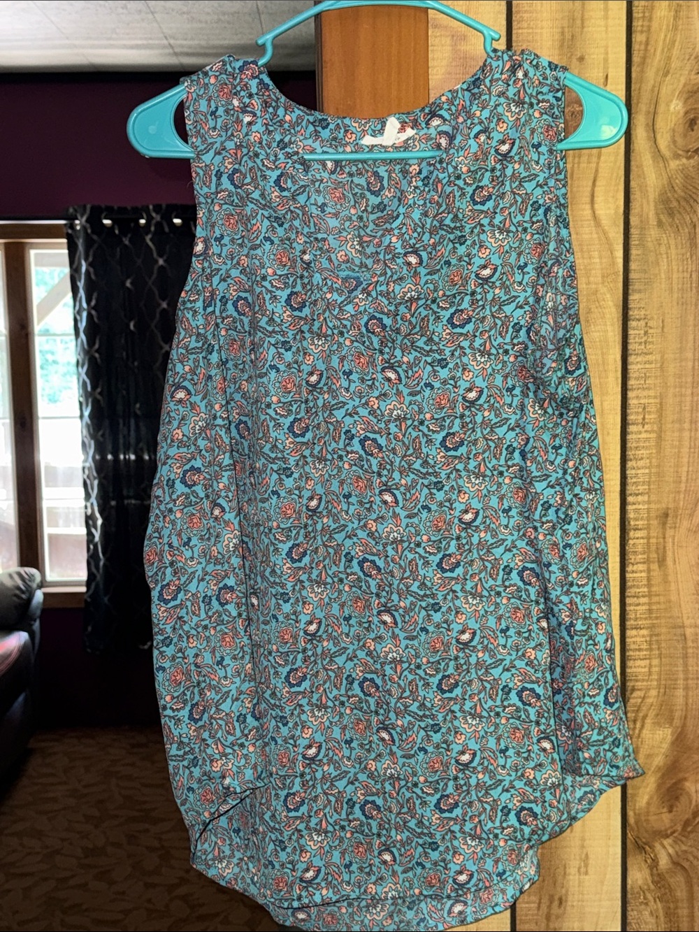 Maurices Teal Floral Sleeveless Blouse
